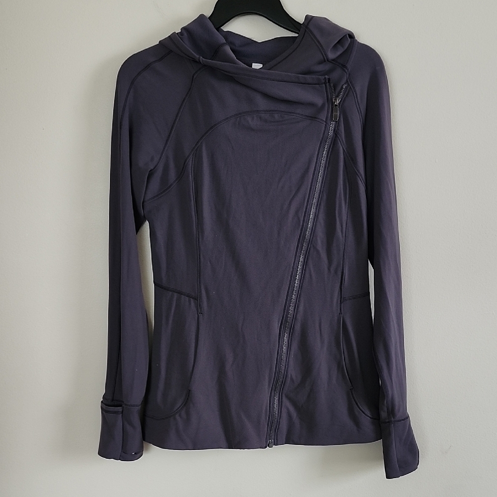 Lululemon Athletica Every Journey Hoodie II Charcoal Asymmtrical Zip Up Womens 8